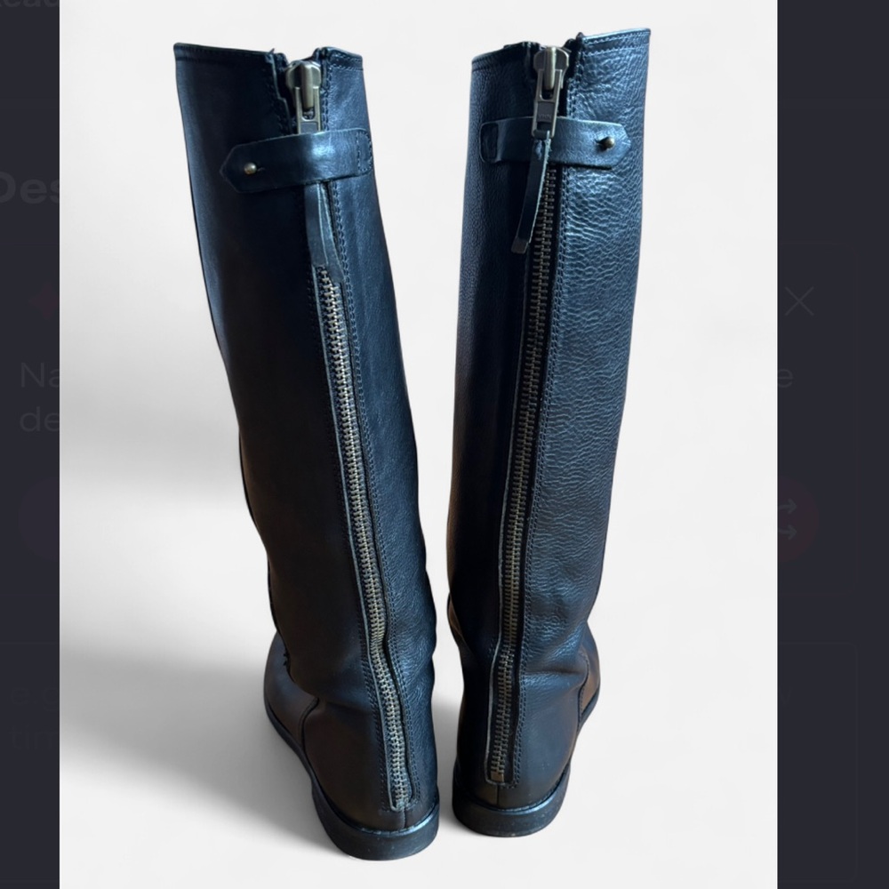 Madewell Sidney Tall Black Leather Riding Boots- size 7 - Picture 5 of 8